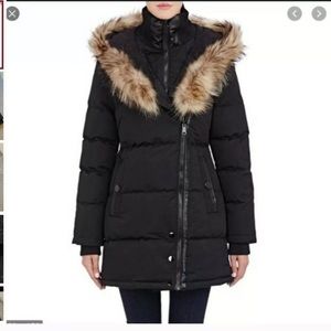 Barneys New York Anastasia Coat With Removable Hood, Size XS, Black